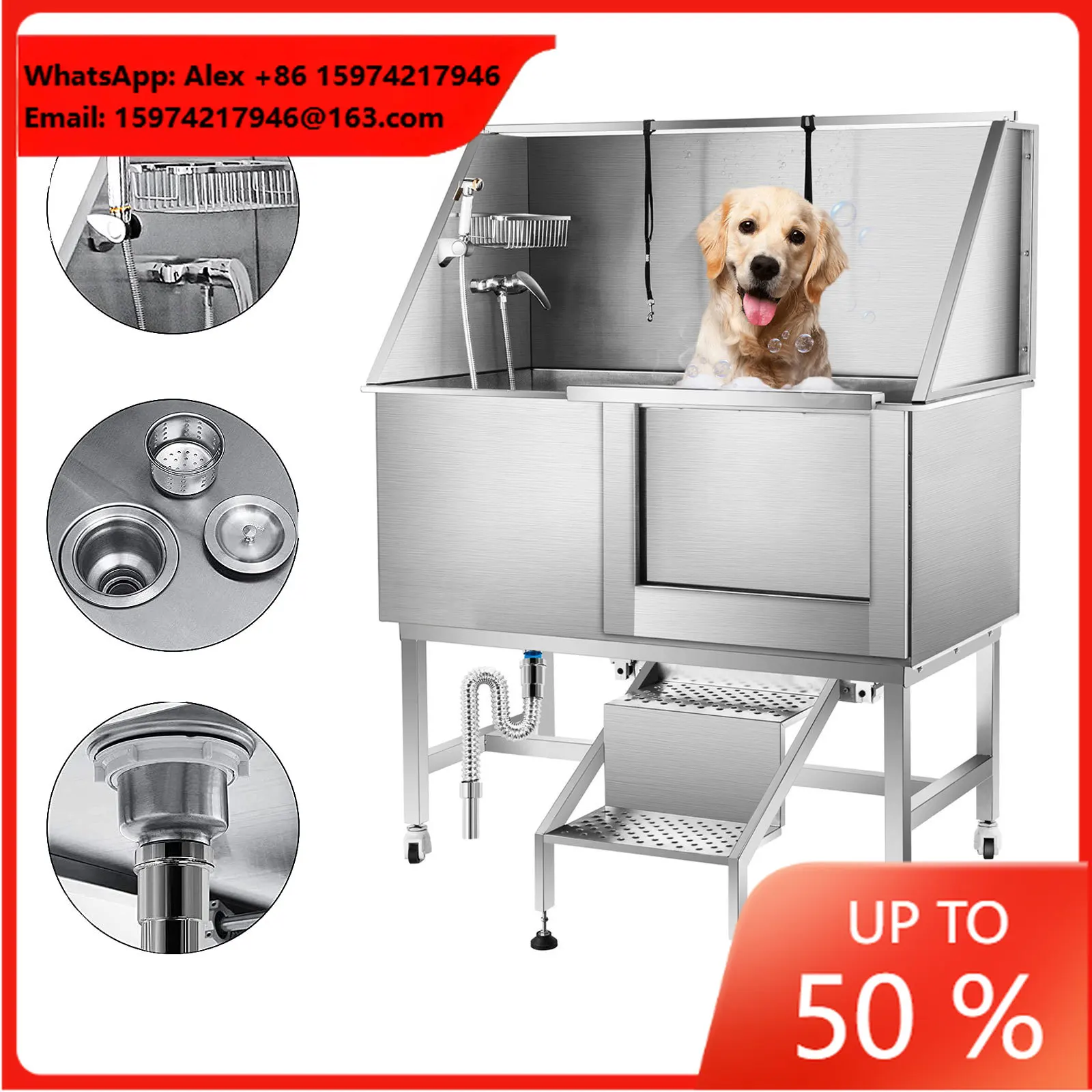 Veterinary Equipment Eco-Friendly Stainless Steel Pet Spa Dog Grooming Tub