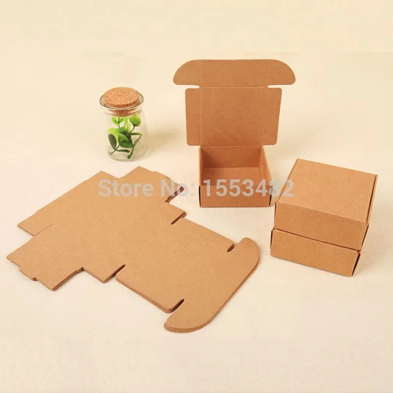 100Pcs Wholesale Kraft Paper Gift Cardboard Box Custom Carton Cardboard Box Handmade Soap Jewelry Candy Package Boxes