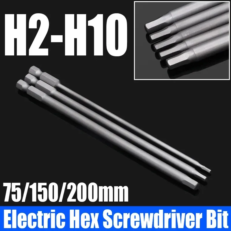 

1PCS H2-H10 Hex Head Allen Wrench Drill Bit 75/150/200mm Electric Screwdriver Magnetic Batch Impact Screw Driver