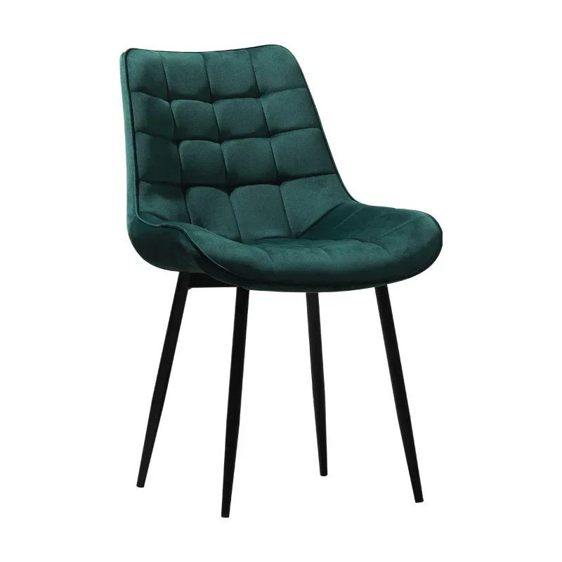 Silla cuadrada Chilli de 1 pieza con patas de metal negro, asiento de terciopelo verde Diseño moderno 46x55x89cm