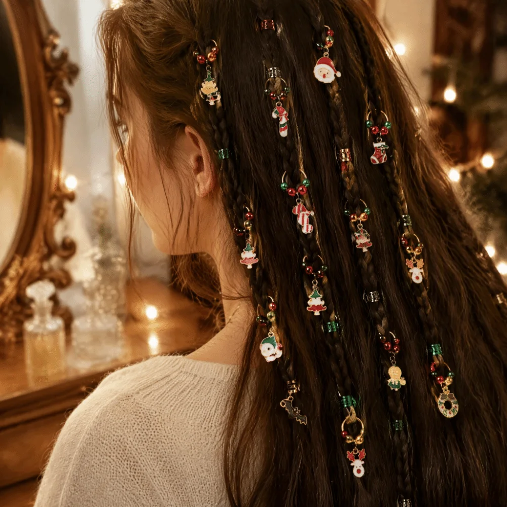 6/10/26/46pcs Metal Cuff Clips Party Mixed Hair Rings Set Headwear Pumpkin Halloween Braid Hair Clips Charm Hip Hop