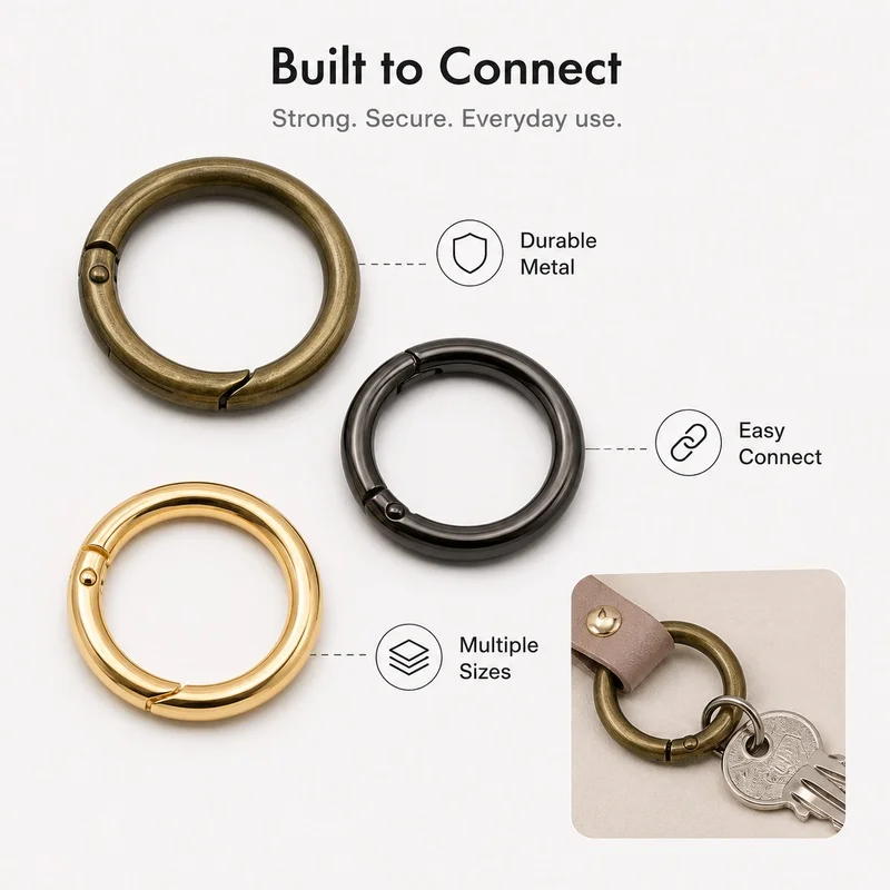 10Pcs 10-38mm Metal O Ring Spring Clasp Openable Carabiner Pet Leash Connector Backpack Clip Keychain Hardware DIY Accessories