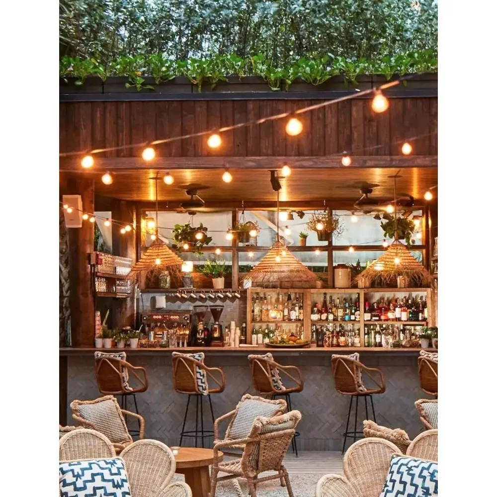 100フィート防水LED屋外ストリングライト、52個の割れないエジソン電球付き、スペア2個付き、パティオ使用用にUL認証済み