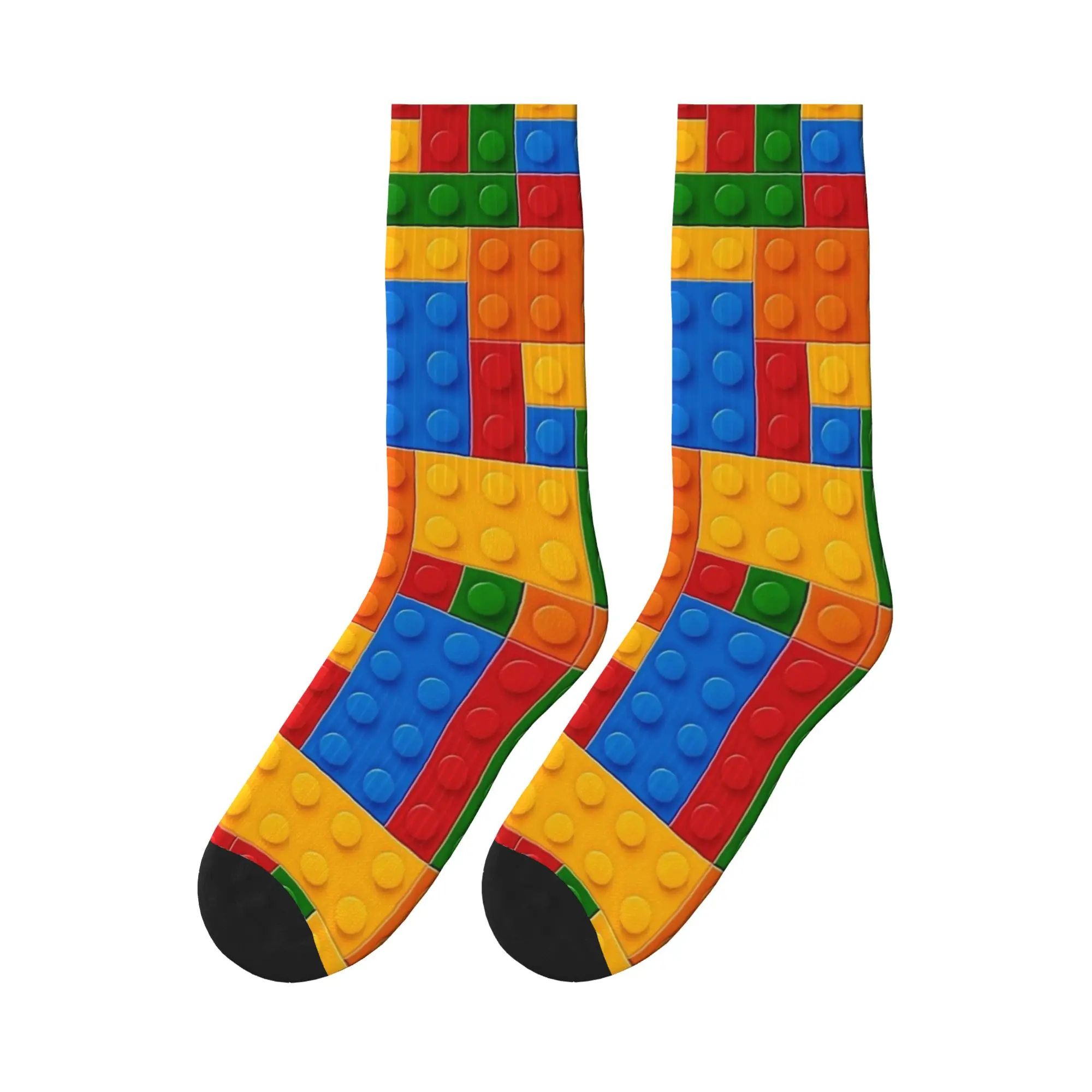 Building Blocks Toy Pieces Print Stockings  Design Trendy Socks Spring Anti Bacterial Socks Adults Men Climbing Soft Socks
