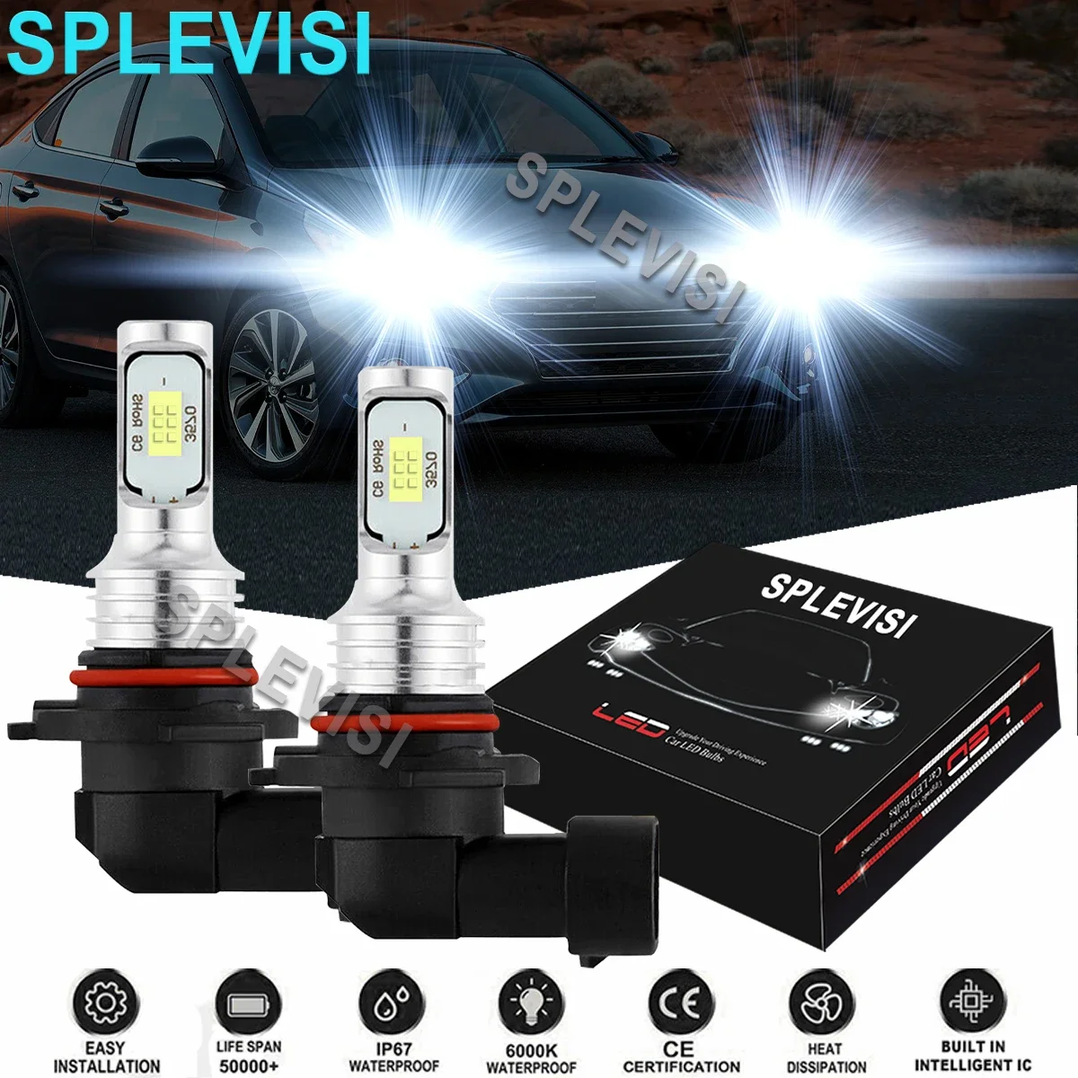 2PCS Car LED Headlight High Beam Bulbs 6000K White Kit For Hyundai Accent 2014-2020 Veloster 2019-2021 Buick LeSabre 2000-2005