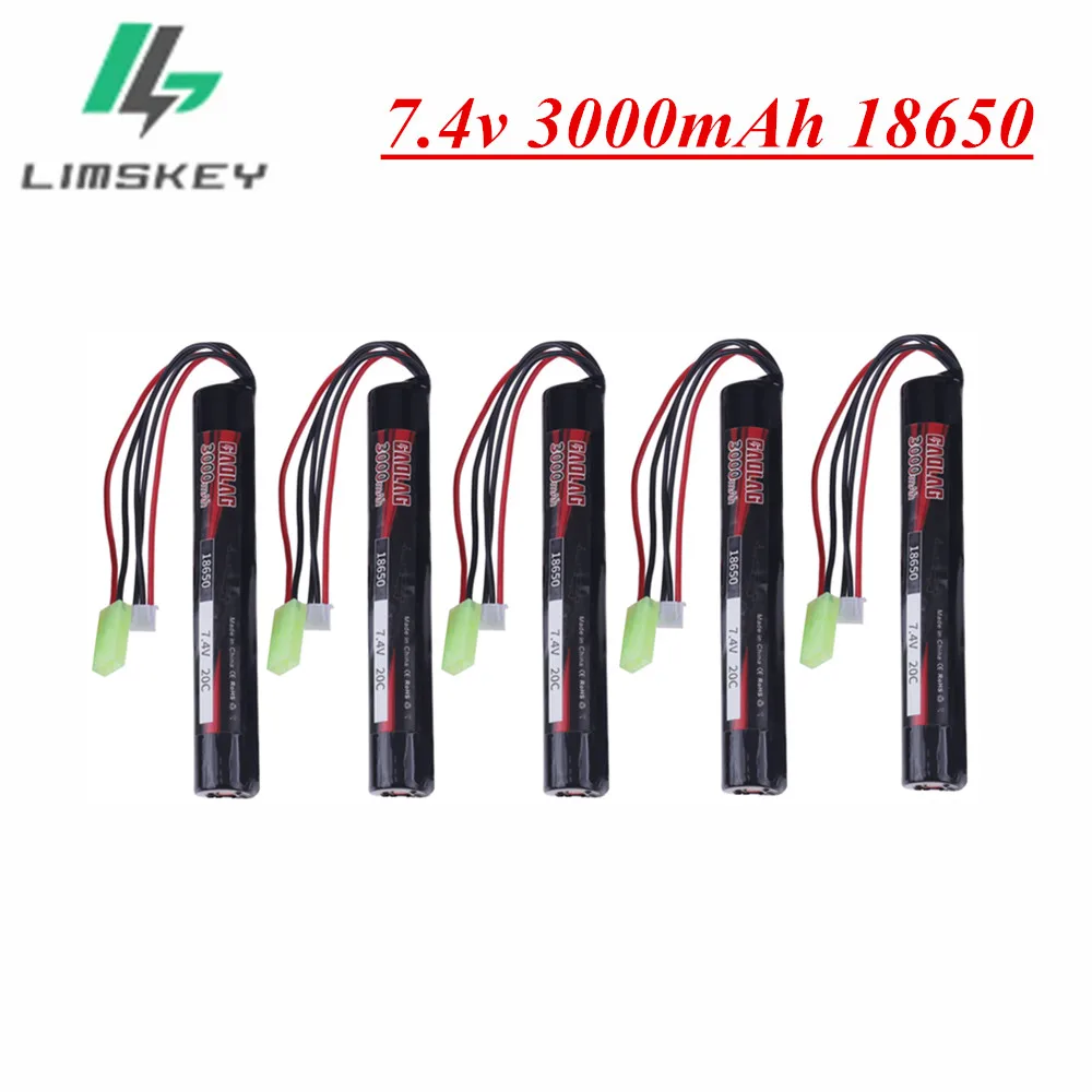 7.4V 3000MAH 18650 Power Lipo Battery Airsoft gun battery 40C AKKU Mini Airsoft toys 7.4V Gun Battery model parts