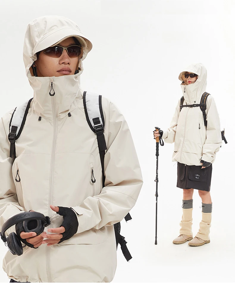 CHRLCK Wasserdichte Wanderjacken für Herren, Frühling/Herbst, winddichte Camping-Windjacke, Damen-Angel-, Trekking- und Laufjacke, Unisex – Detail 3