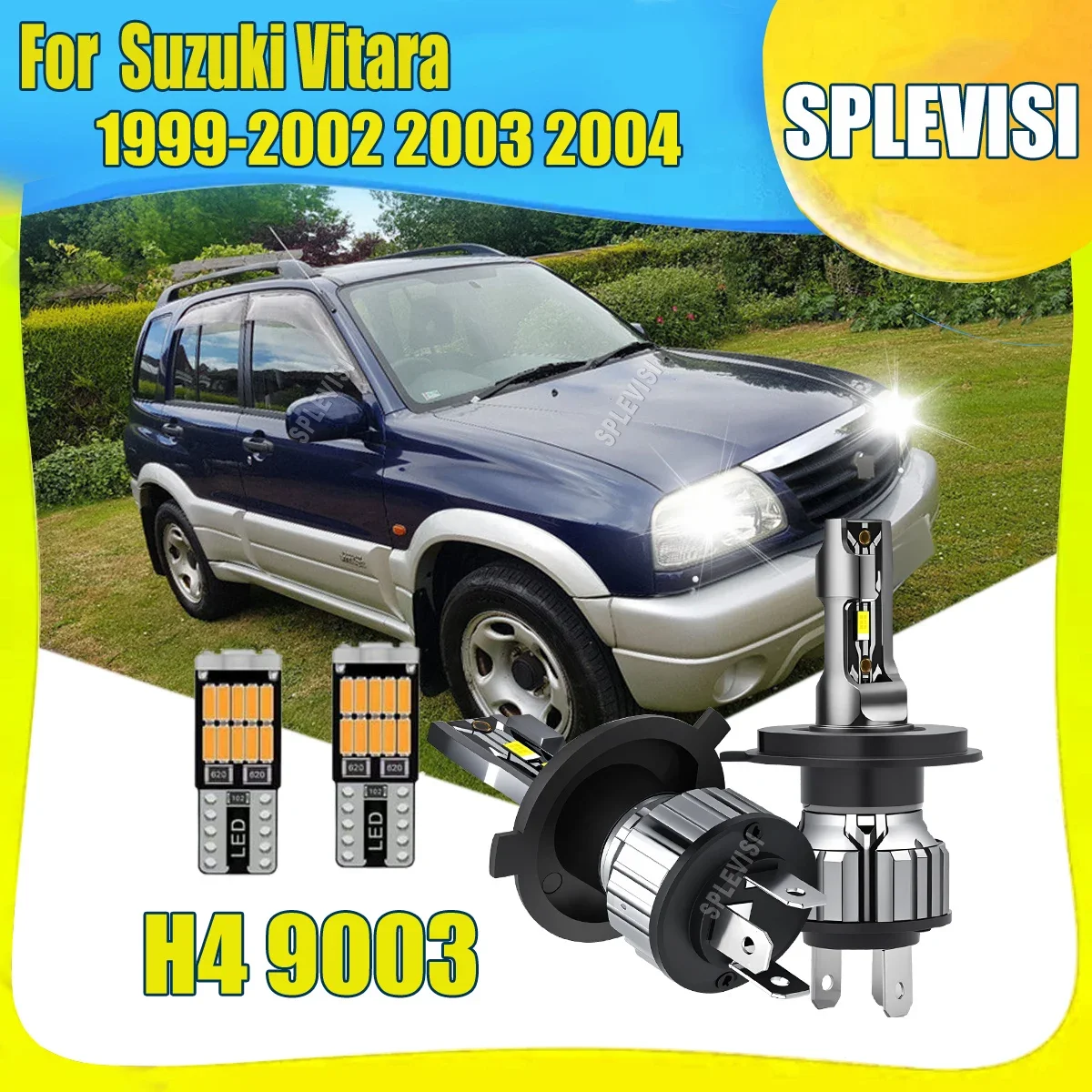 H4 9003 LED 6000K Car Headlight Bulb Fanless Long Lifespan  1:1 Original Size For Suzuki Vitara 1999 2000 2001 2002 2003 2004
