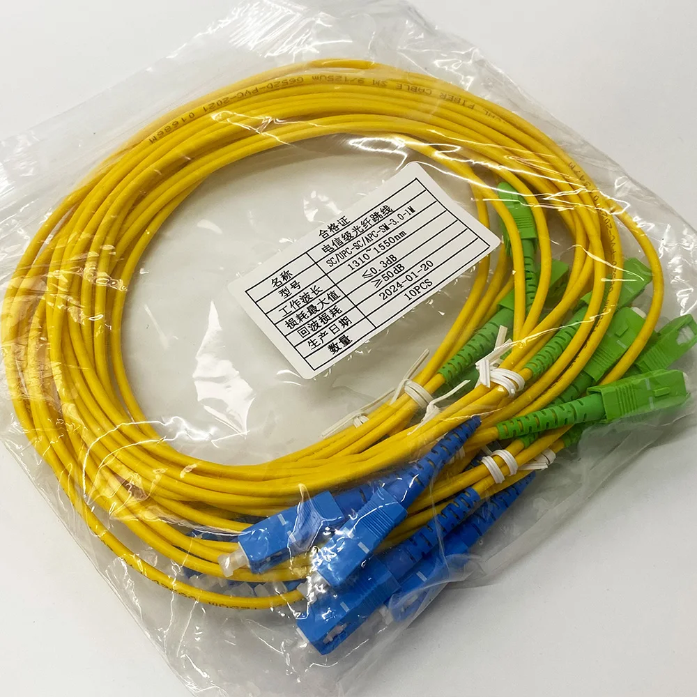 Imagem -05 - Apc-sc Upc Cabo de Fibra Óptica Único Modo 1m 3.0 mm 10 Pcs Simplex Ftth sm sc