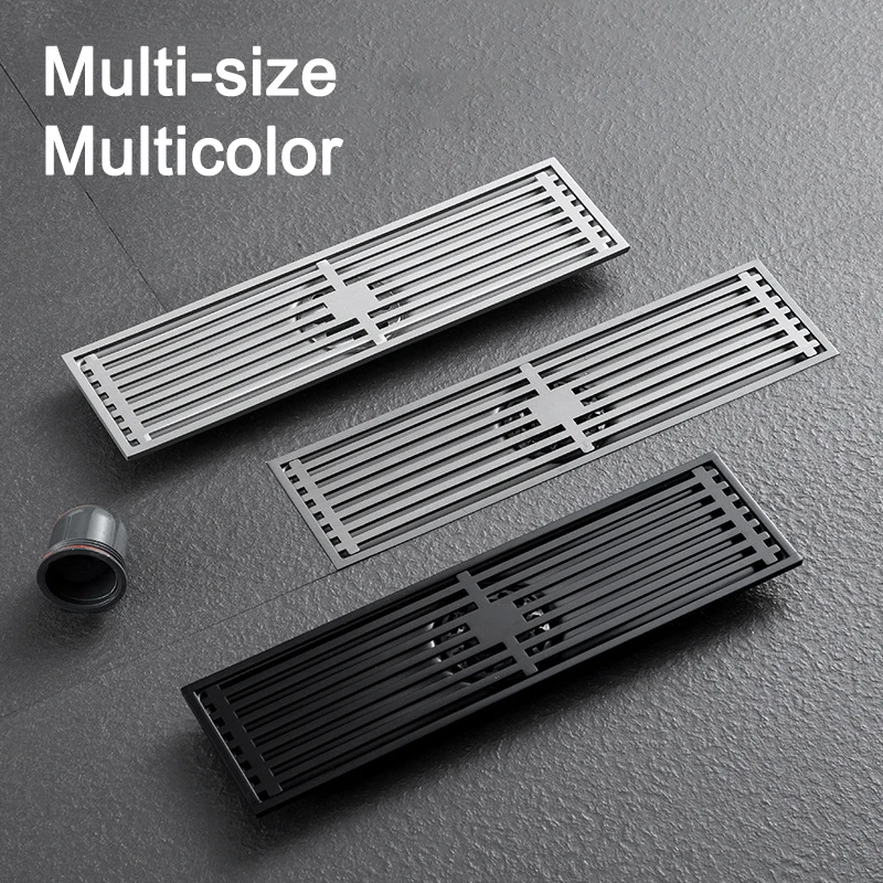 

Sliver/Black/Grey Thickened Bamboo Row Floor Drain 304 Stainless Steel Long Strip Floor Drain Rectangular Floor Drain