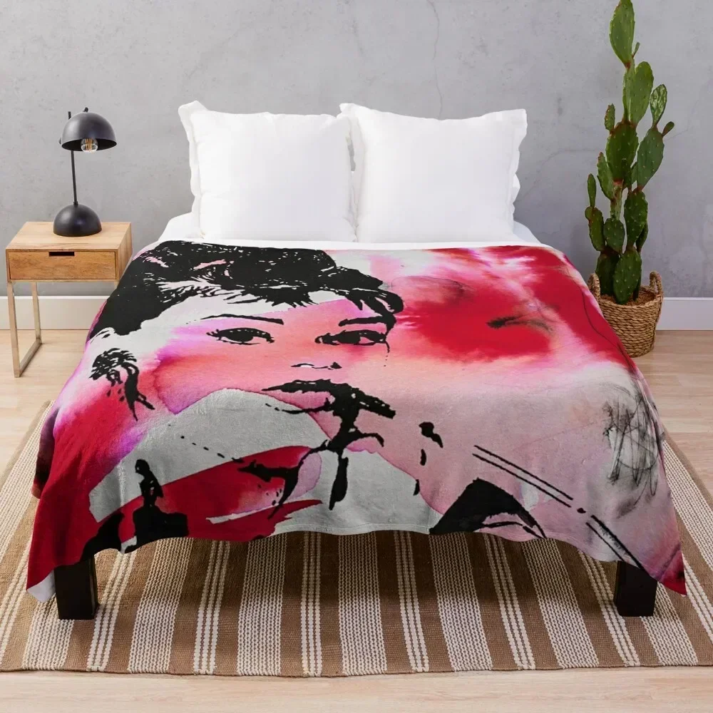 

Audrey Hepburn Throw Blanket Portable Lightweight Blanket for Travel Camping