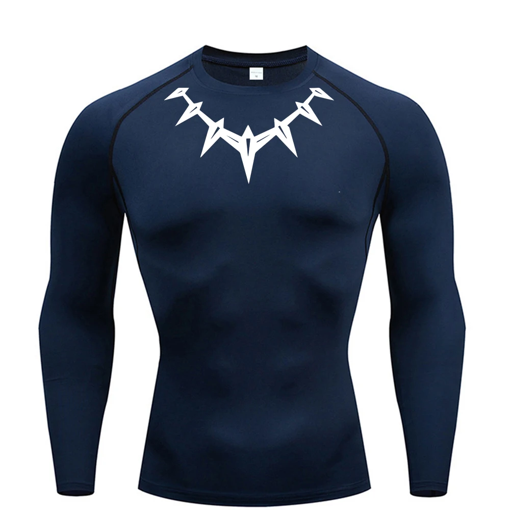 Compression Shirt Men's T-Shirt Long Sleeve Black Top Fitness Sunscreen Second Skin Quick Dry Breathable Casual long T-Shirt 3XL