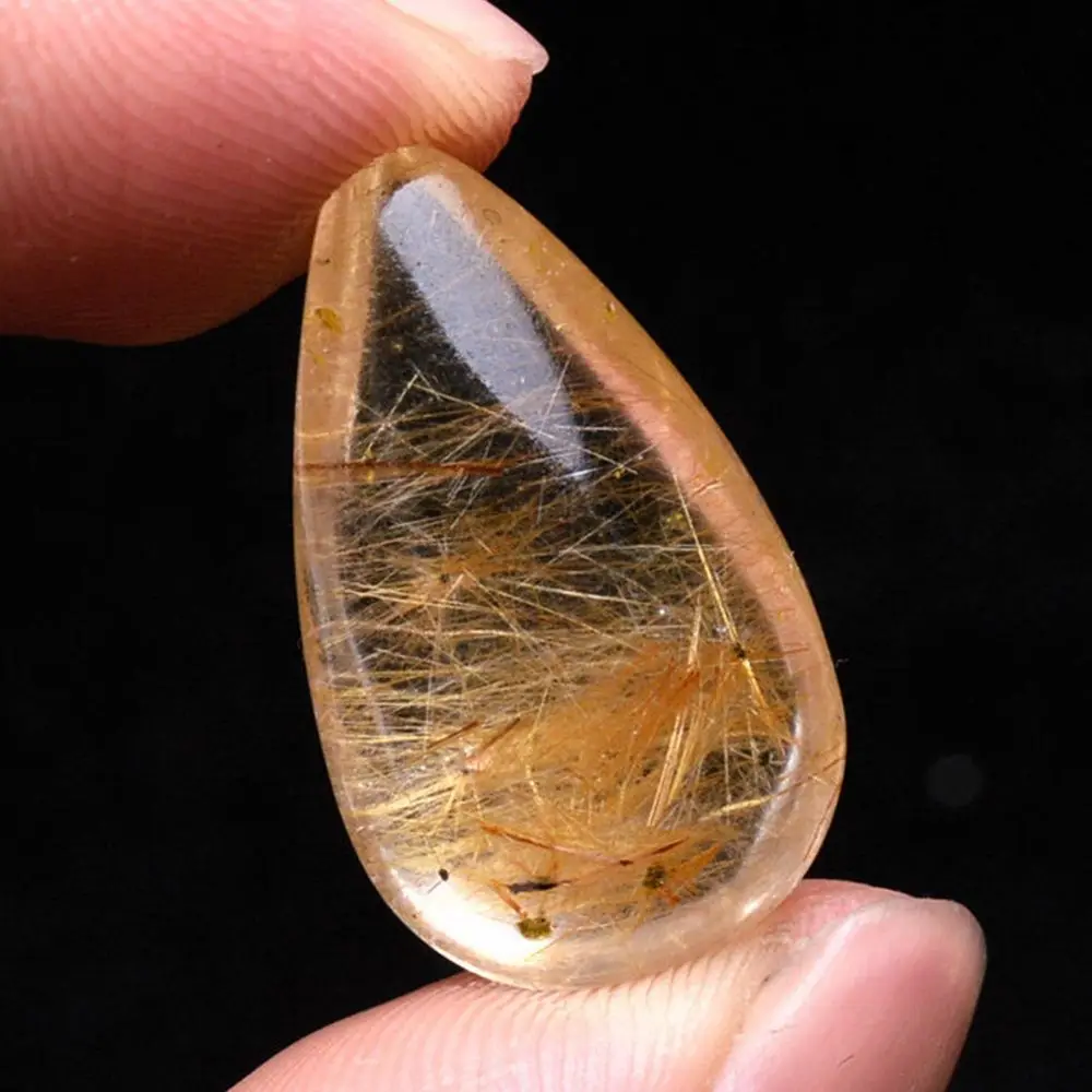 Natural Citrine Yellow Hair Crystal Rutilated Quartz Hairstone Polished Stone Mineral Specimens Healing Stone Jewelry Home Decor