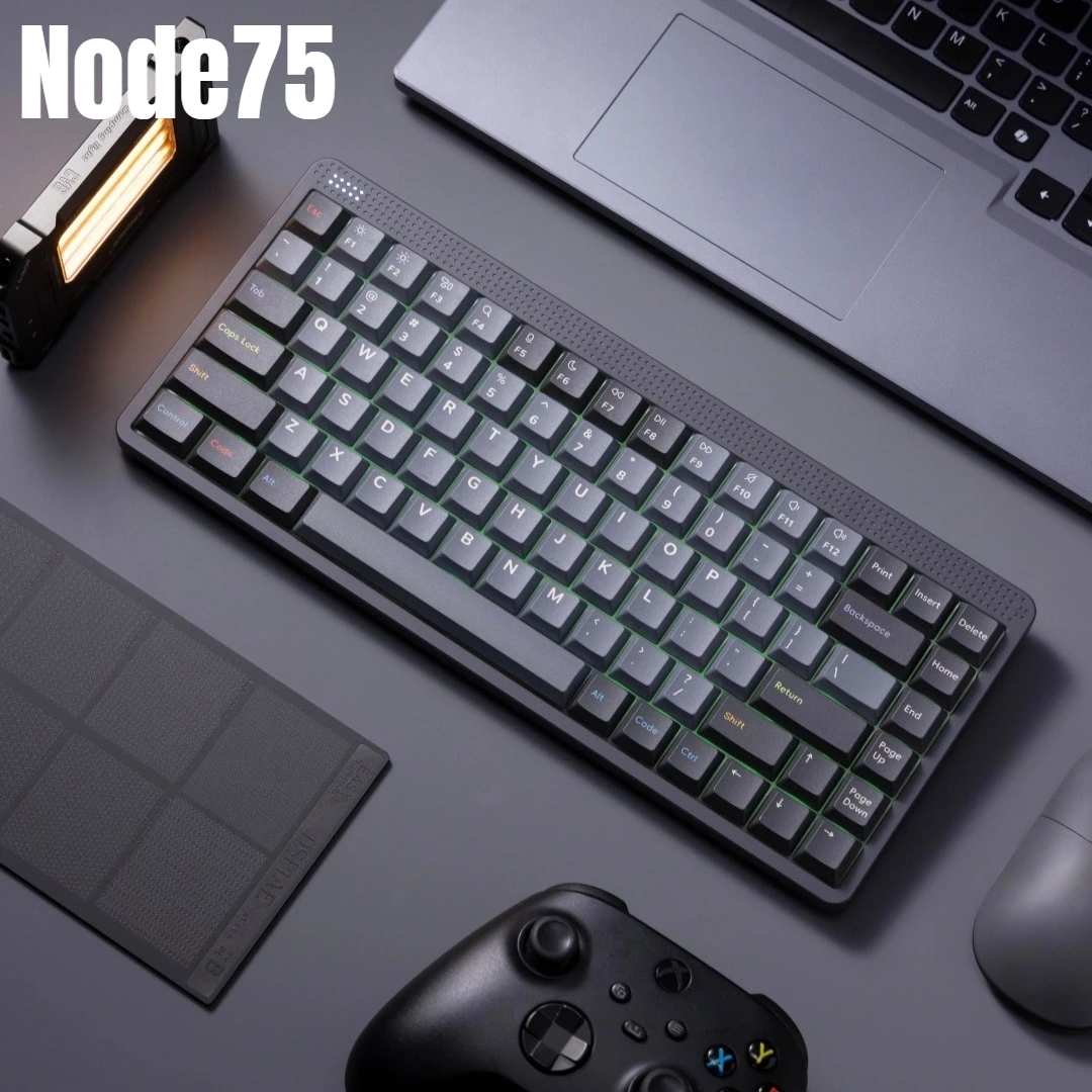 Node75 Low Profile Mechanical Keyboard Customized Wireless Tri-mode RGB Gasket 1KHz Return Rate Gaming Mechanical Keyboard Gift