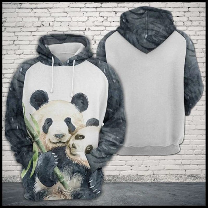 New In Cute Panda Graphic Sweatshirts Fashion Casual Funny Animals 3D Printed Men Women Hoodies Loose Trend Kids Hoody Pullovers