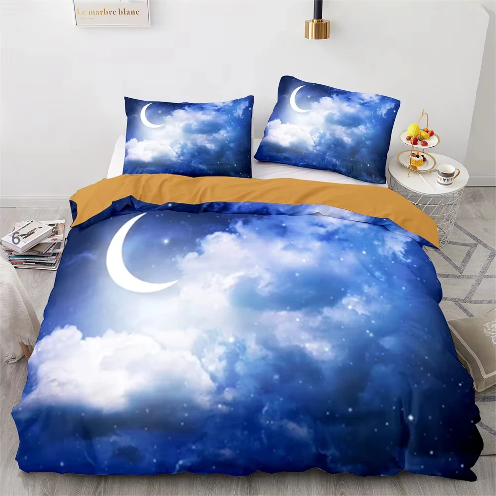 Galaxy Duvet Cover Full Queen Star Bedding Set Night Starry Sky Space Comforter Cover Nebula Cosmos Twinkling Stars Quilt Cover