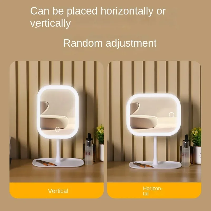 Espelho de vaidade de mesa 3 cores luz regulável led espelho de maquiagem luz tocando espelho feminino quarto penteadeira