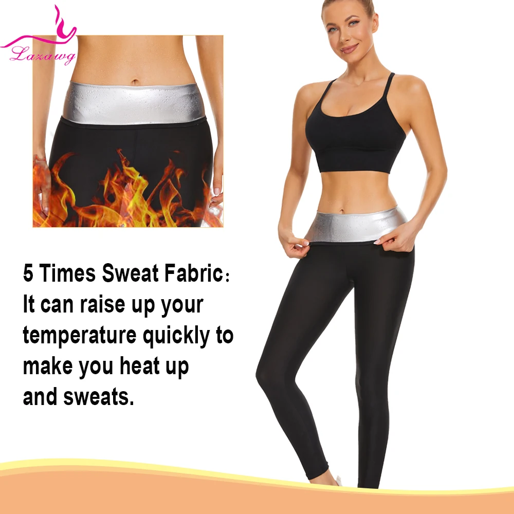 LAZAWG Sauna Pants for Women Sweat Leggings Weight Loss Shorts Slimming Sports Workout Trousers Tight Gym Fat Burner Fitness