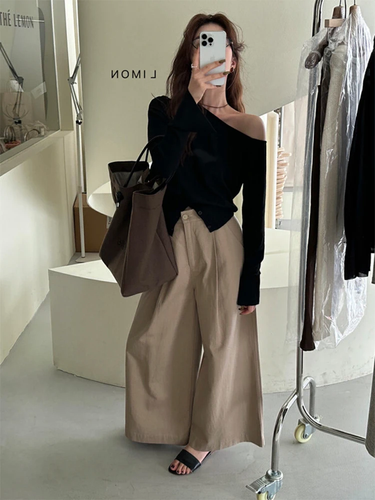 سترة محبوكة طويلة بتصميم أنيق مكشوفة الكتفين للنساء، موديل جديد لخريف وشتاء، مقاس صغير، أنيقة ومتعددة الاستخدامات...