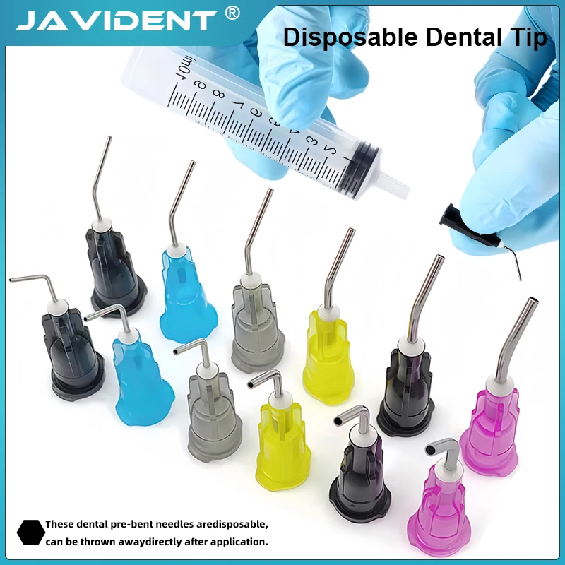 Dental Pre Bent Dispensing Tip Irrigator Bent Needle Etchant Resin Flow  Dispensing Needle Tip Disposable Material Delivery
