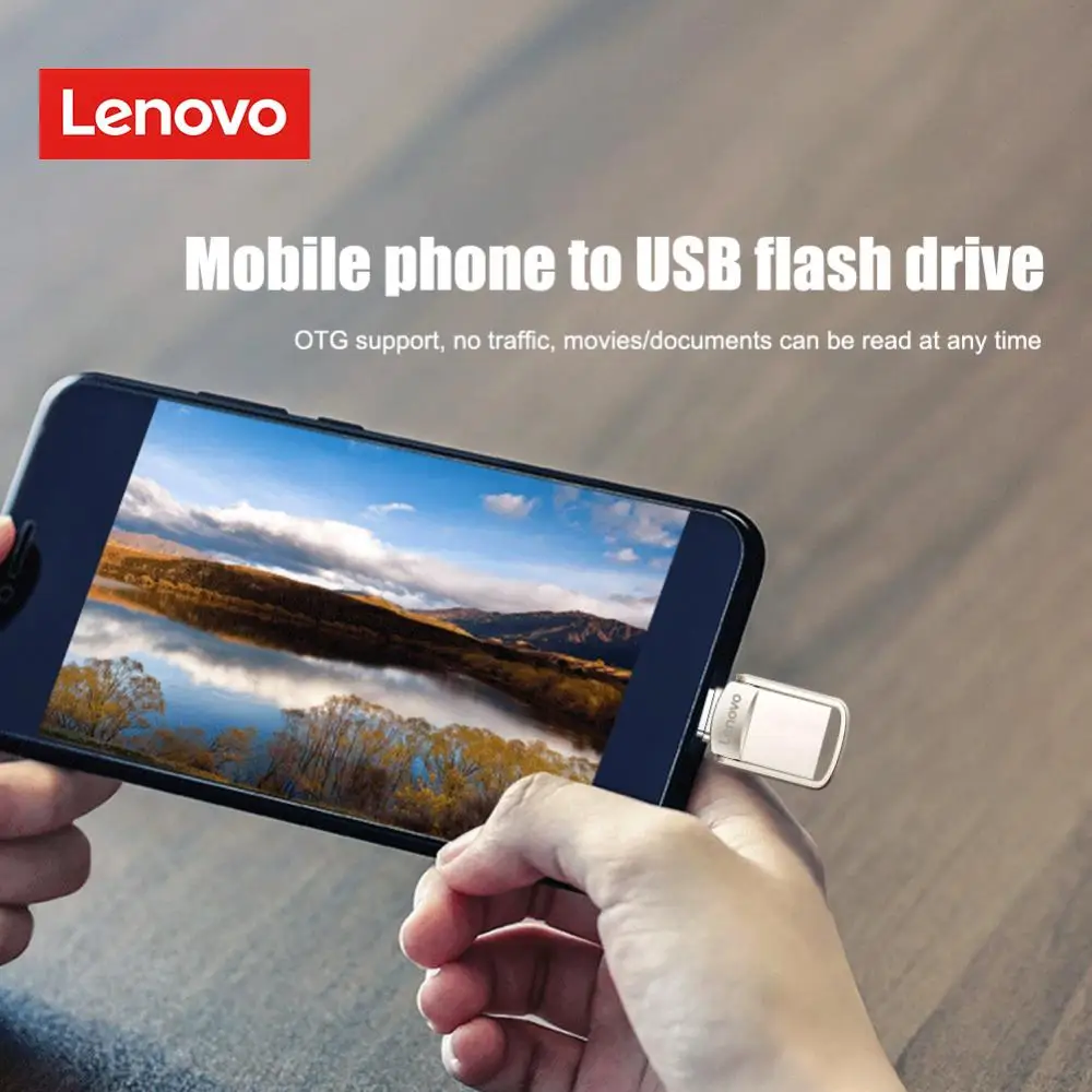 Unidade Flash USB de Alta Velocidade Lenovo, Pendrive Portátil, Disco de Memória de Grande Capacidade, Adaptador Tipo C, 2TB, 512GB, 256GB, 1TB, 3.0