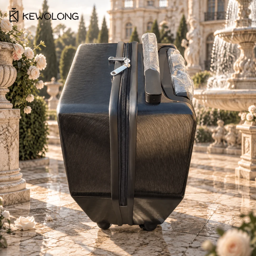 Gothic Coffin Suitcase Black Vampire Casket Luggage with Cross Design Hard Shell Spinner Trolley Bag for Halloween Cosplay