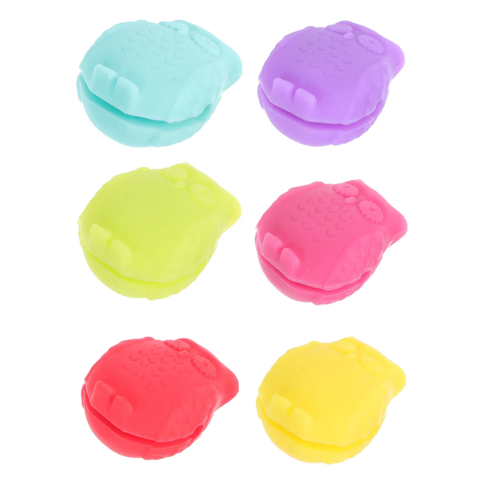 6Pcs Cute Owl Design Glass Identifiers Silicone Cup Recognition Markers for Parties Holidays Bar Supplies Shockproof Waterproof