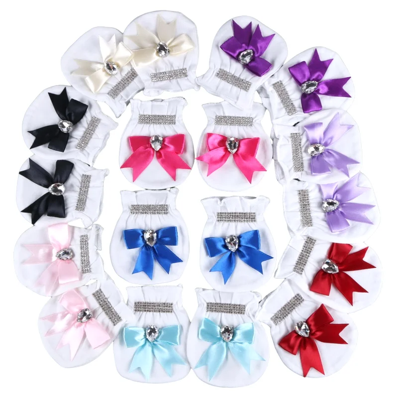 

Newborn Baby Boys Girls Cute Gloves Luxury Bling Crystal Bowknot Style Bebe Baby Items Gloves By Handmade Wholesale New Design