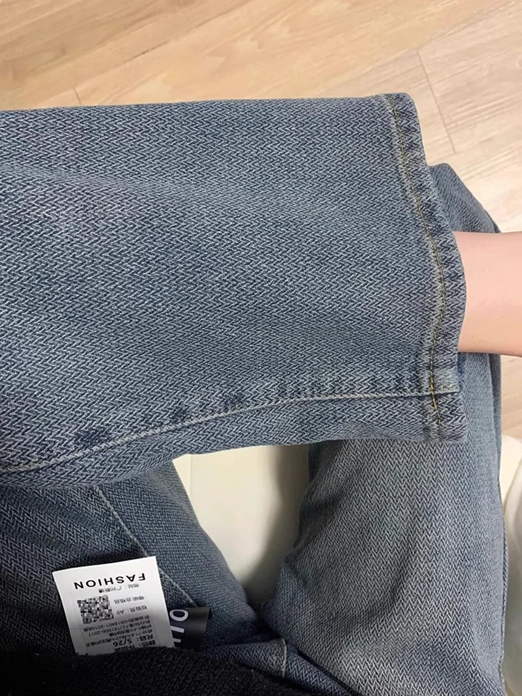 High Waist Wide Leg Straight Jeans Women's Autumn New plus Size Star  Patterned Denim Pants Hip Concealing Slimming Long T...