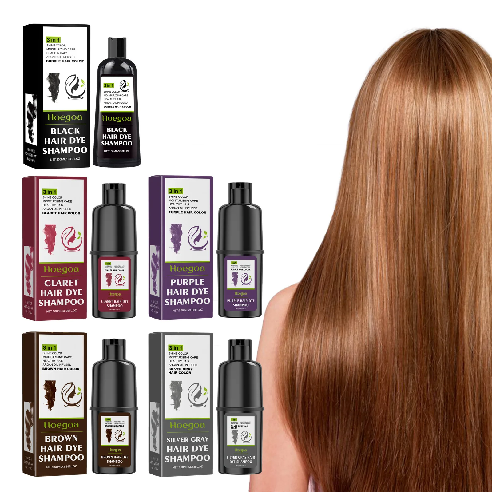 男性と女性のための3 in 1ヘアシャンプー,自然に栄養を与 - Hair Spray Color のレビューと価格