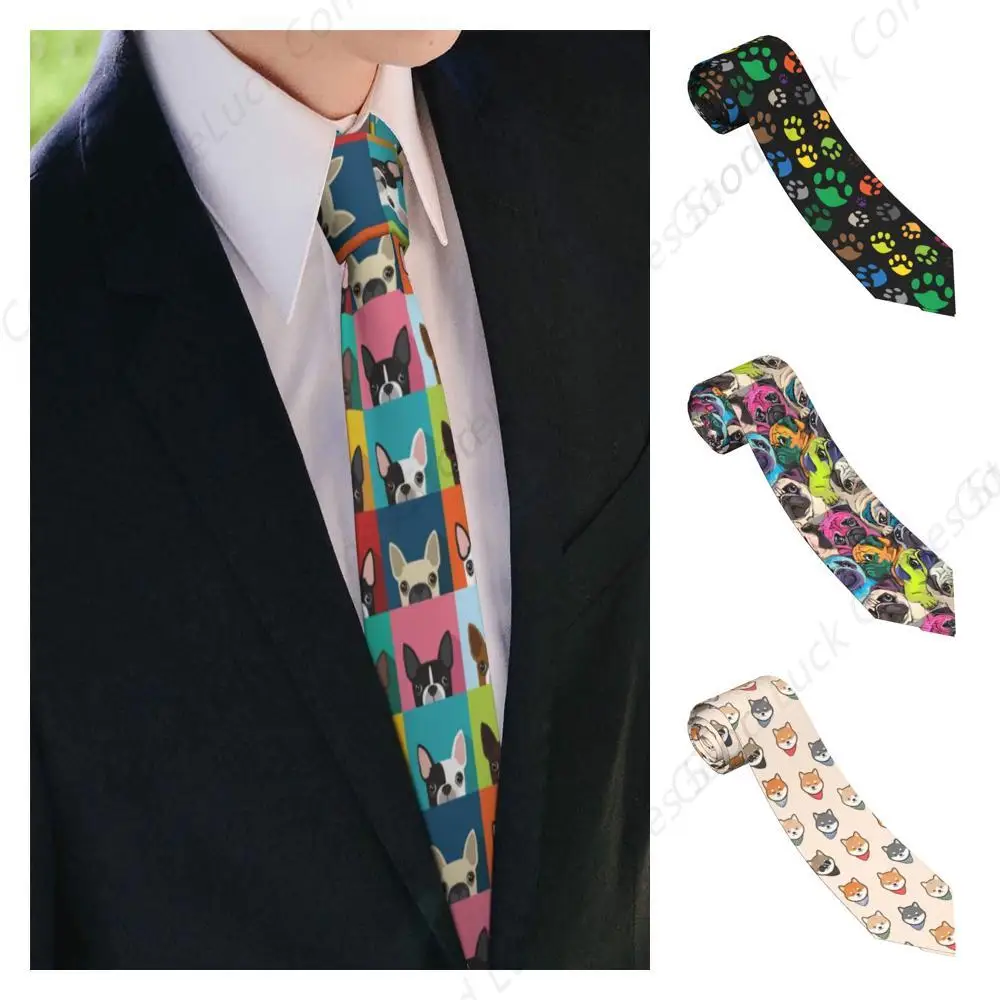 

Забавная новинка, красочные галстуки с принтом лапы собаки для мужчин, официальная вечеринка, деловые галстуки Terrier, мягкие дизайнерские галстуки W