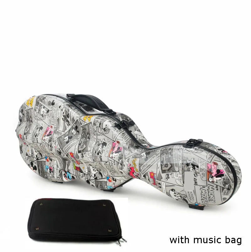 Multicolor With Bag 4/4 Violin Case 3/4 1/2 1/4 Carbon Fiber Violin Box Double Shoulder Strap Spectral Bag Lock