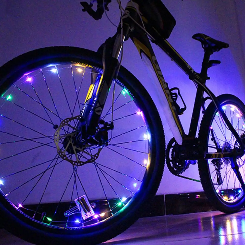 Bicycle Bike Cycling Safety Wheel Spoke Wire Tire Valve LED Light Colorful Lamp