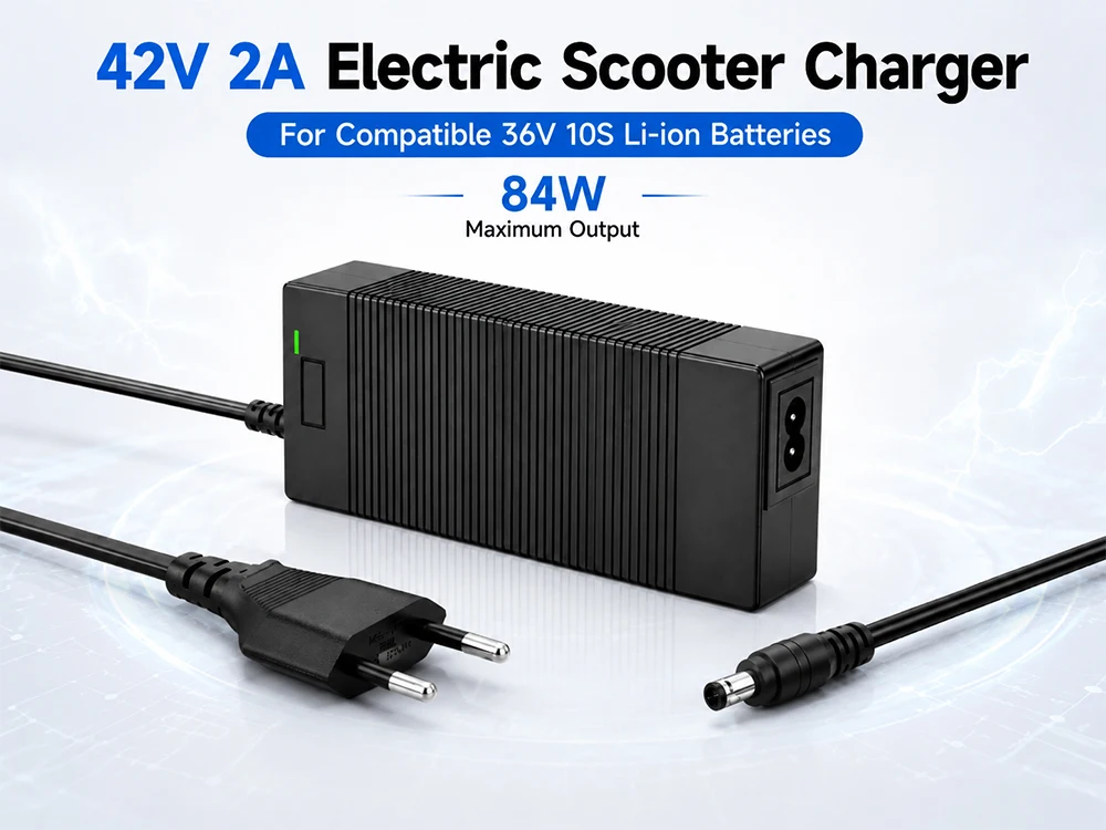 42V 2A 5A Electric Charger 1 Prong 5.5mm DC Plug for 36V 10S Lithium Battery Compatible with Gotrax Charger