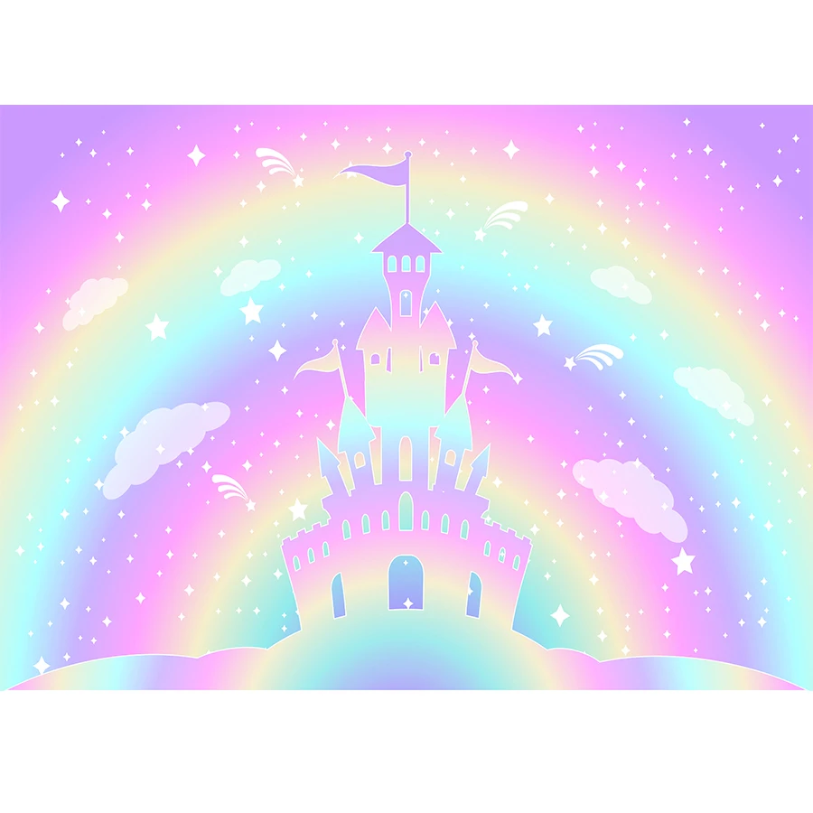 Fantasia Mágico Arco-íris Estrelas Espumantes Fotografia Fundos, Crianças Aniversário Decoração Banner, Photo Booth Cenários, Meninas