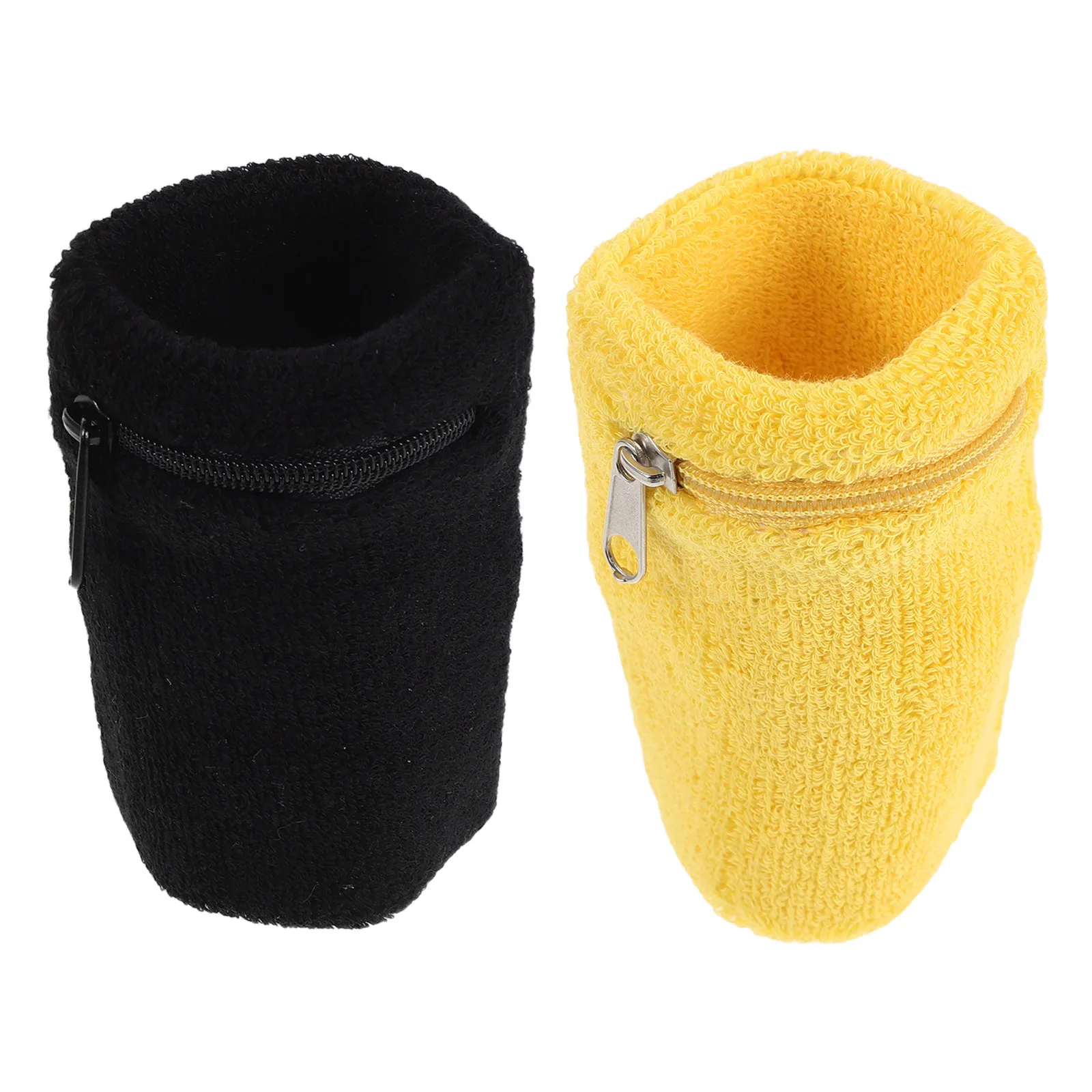 

2Pcs Sports Wrist Wallet Breathable Cotton Sweatband Zipper Running Hiking Gym Key Card Storage Wristband Pouch in 2 Colors