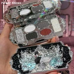 Flower Knows Swan Ballet Series 6 Color Eyeshadow Palette Matte Fine Shimmer Pearl Face Palette Glitter Eye Makeup
