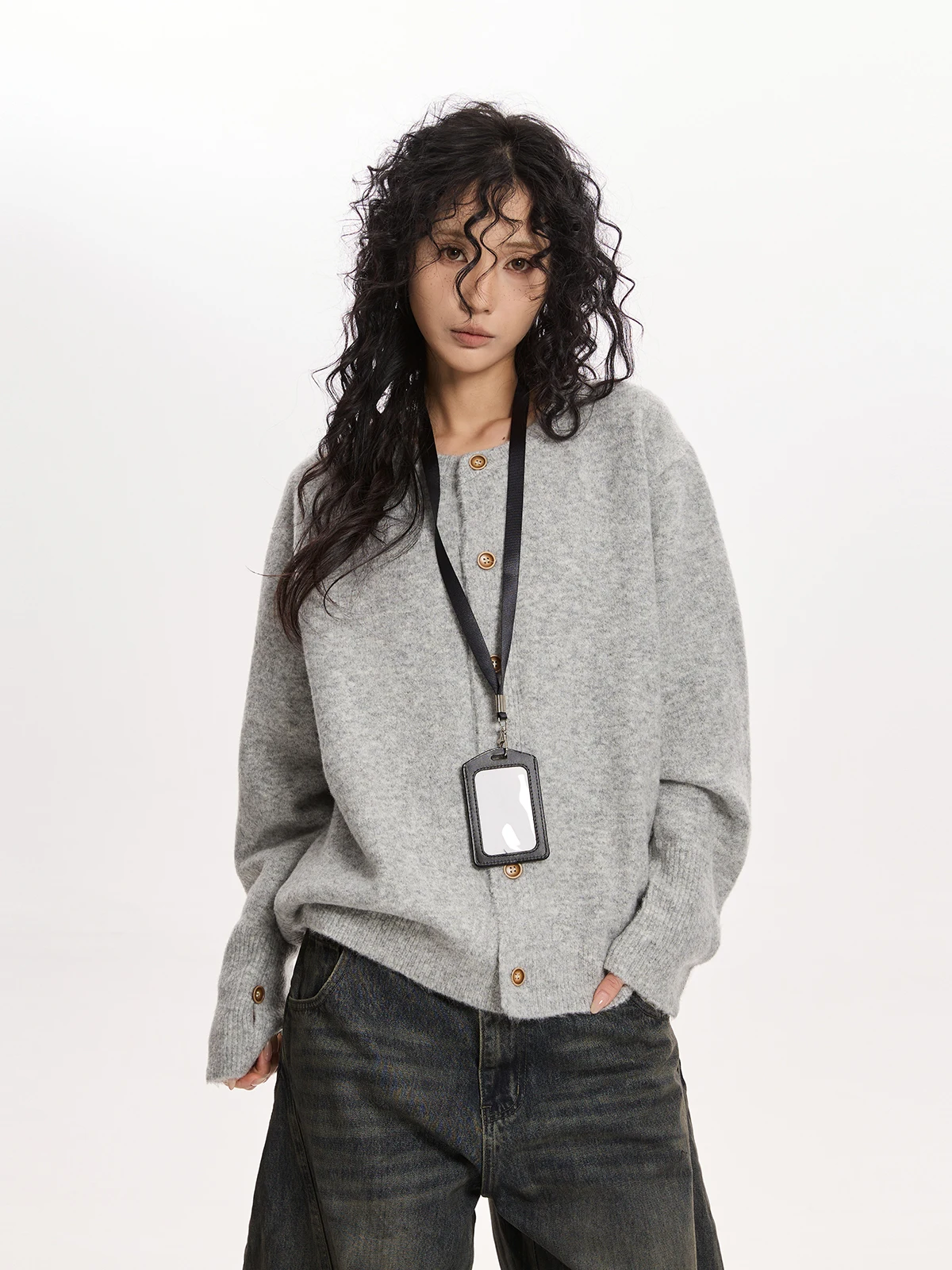 

VAT American Retro Lazy Feel Knitted Open Cardigan Women Loose Versatile Old Money Sle Outerwear Miu Series Sweater