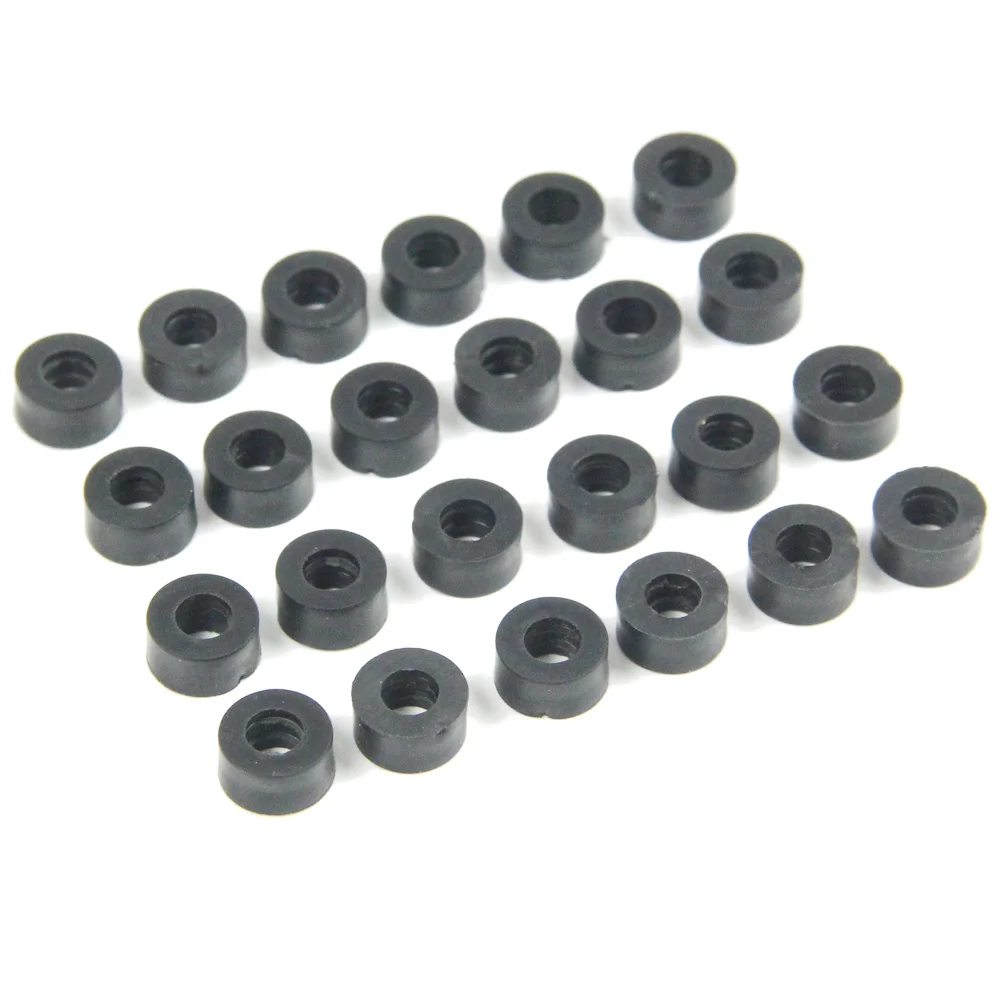 24pcs 5mm Thick Black Nylon Round Spacer O-Ring Flat Rubber Washer Bumper DIY Spare Parts