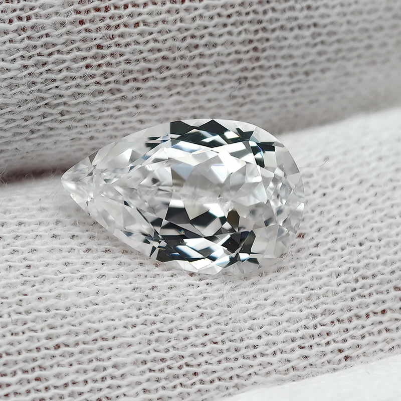 

Top Super White Synthetic Sapphire Gemstone Pear Cut Created White Corundum Stones for Jewelry Making