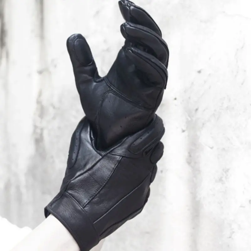 1 Pair Cycling Driving Gloves Genuine Leather Men's Sheepskin Outdoor Cycling Locomotive Motorcycle Retro Car Driving For Men