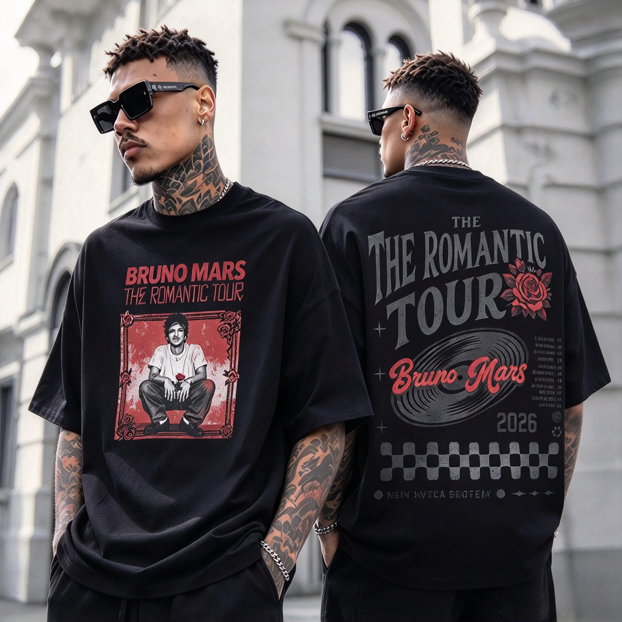 Bruno Mars The Romantic Tour 2026 Double Sided Print T Shirts Men Women Hip Hop Punk Pop Music T-shirt High Quality Cozy Shirts