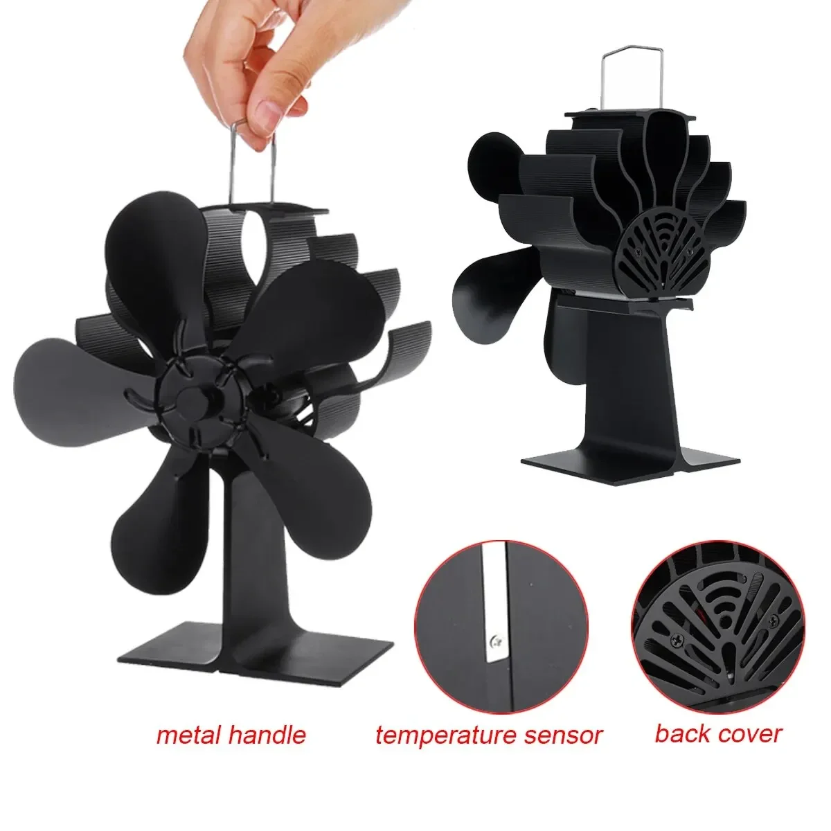 5-Blade Heat Powered Stove Fan for Wood Log Burner Fireplace Quiet Environmental Fan Heater Tool Efficient Heat Distribution