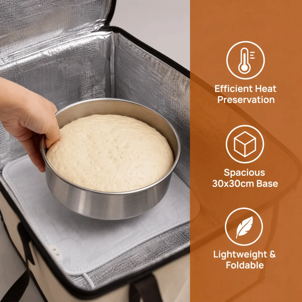 3 Gears Temperature Control Dough Proofer 20L Capacity Collapsible Design Bread Proofing Box Heater Included Zipper Closure