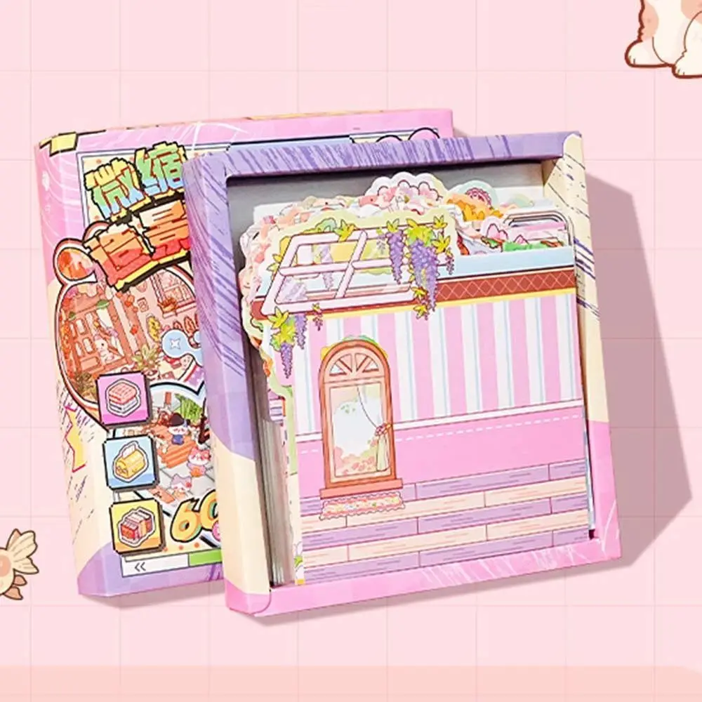 New 3D PET Miniature Scene 3D Stickers Visual Stacking DIY Visual Stacking Sticker 3D Cartoon Notebook Sticker Children Gift