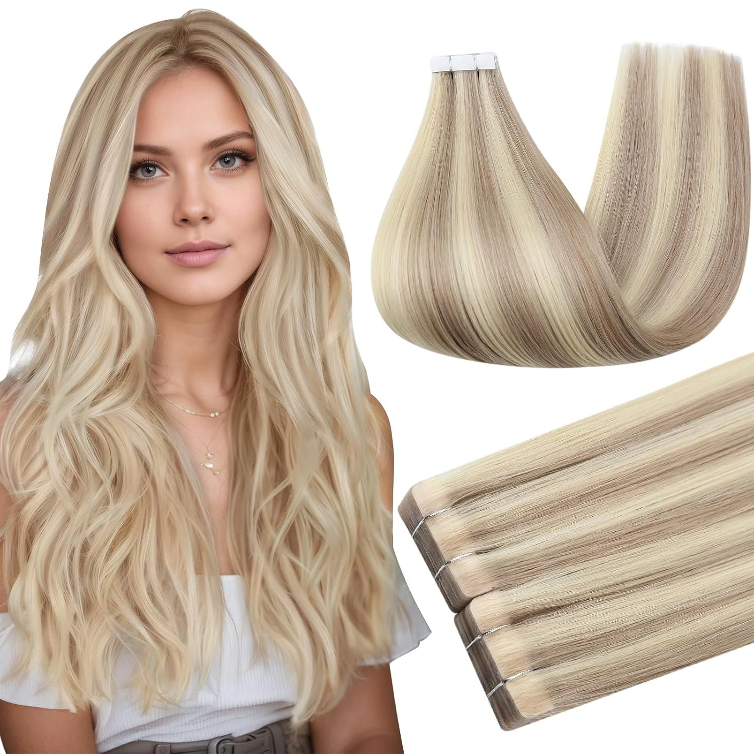 Full Shine Virgin Injection Tape Hair 100% Real Human Hair Extensions Invisible Straight Tape Hair Injected