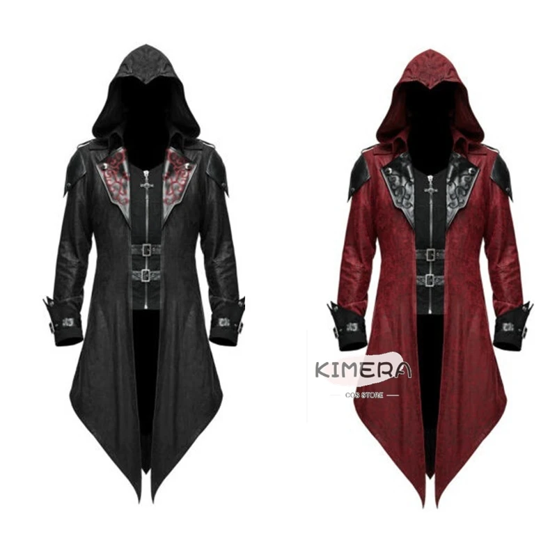 

Костюмы на Хэллоуин в стиле стимпанк, аниме, игра убийцы, мужская лоскутная куртка с капюшоном, вампир, косплей, средневековые аксессуары Lord A