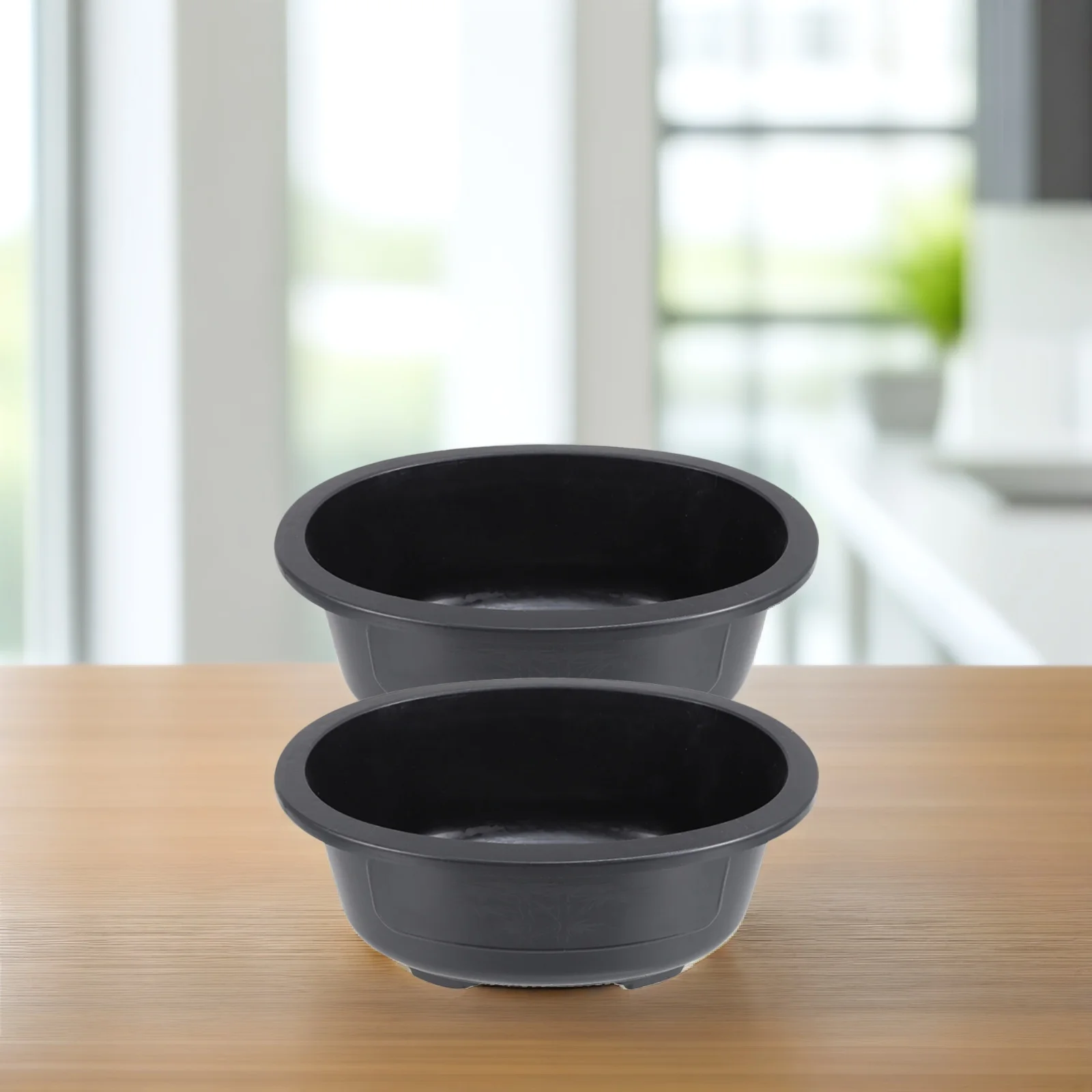 

2 Pcs Plant Pots Indoor Big Flowerpot Oval Bonsai Training Pit Large for Plants Succulent Growing Black Office