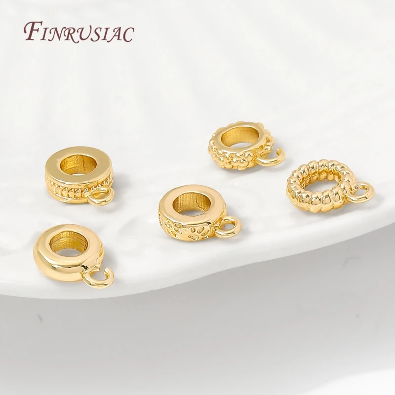 14K Gold Plated CZ Bails For Jewelry Making,Inlaid Zircon Pendant Bails with Loop,Round Bail Connectors For Necklaces Bracelets