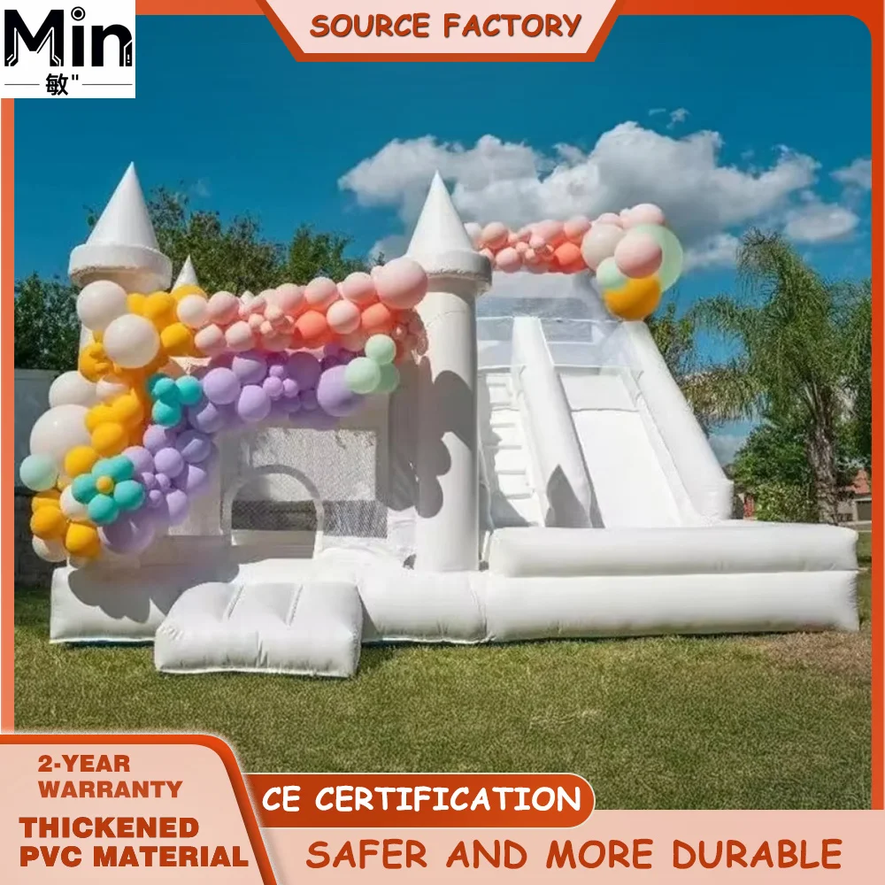 Large Outdoor White Inflatable Bouncing Castle with Blower for Kids Party Wedding Decoration Gift